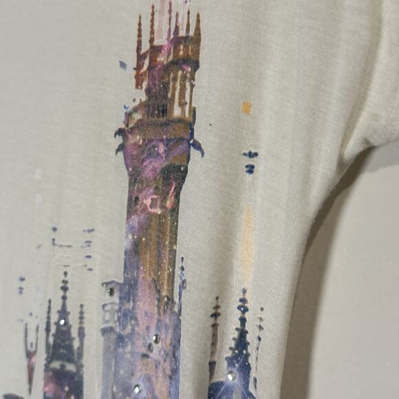 Disney Parks 2017 Cinderella Castle Graphic Tee Rhinestones Women’s Small USA - Picture 4 of 13